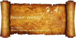 Haider Anikó névjegykártya